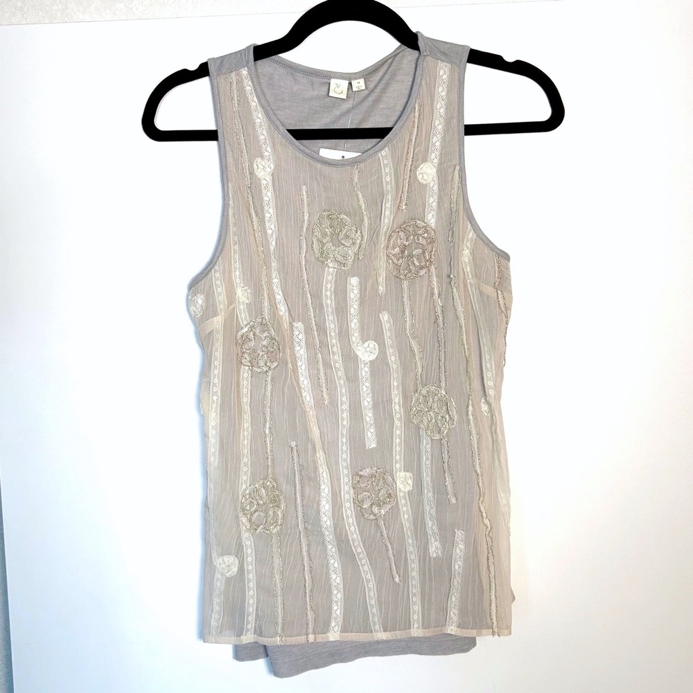 Anthropologie‎ XS Ribbon Tank Sleeveless blouse Fairy Whimsigoth Cottagcore boho